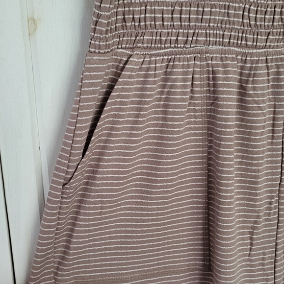 Smocked Stripe Pull-on Stretch Romper in Mocha Size 1X - Picture 3 of 11